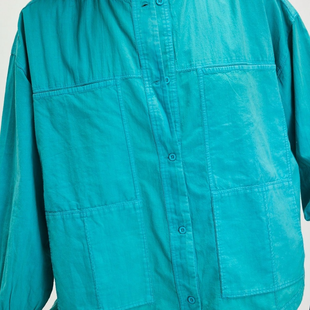 Free People Golden Hour House Shirt Turquoise L - Picture 3 of 7